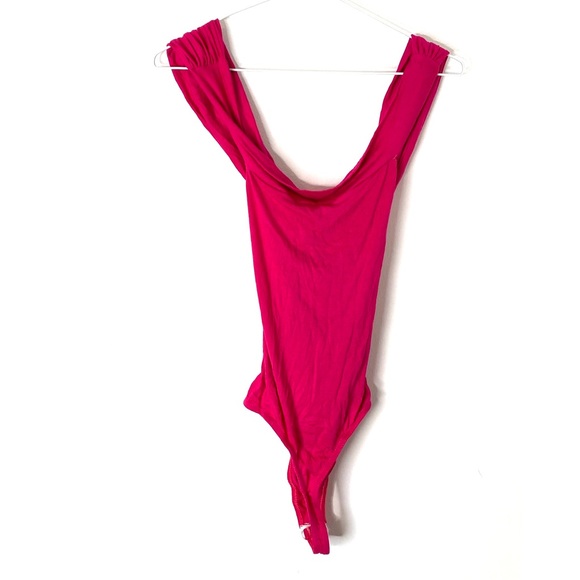 PrettyLittleThing Pink Wrap Bardot Thong Bodysuit NWT - Picture 7 of 9